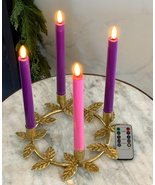 Flameless Advent Candle Set 4-Piece LED Advent Taper Candles Purple and ... - $595.79 MXN