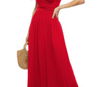 LILBETTER Women&#39;s Red Short Sleeves Wrap Waist Maxi Dress with Pockets - L - £16.34 GBP