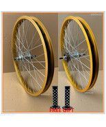 Classic 20&quot; BMX Bike Wheelset GOLD Front and Rear Freewheel 16T Sealed B... - £108.55 GBP