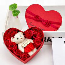 Valentine&#39;S Day Hearted Shape Bear with Red Rose Gift Set - Love Bear - £29.98 GBP