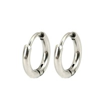 Stainless Steel Hinged 13mm Round Huggie Hugger Hoop Hoops Pierced Earrings - £7.61 GBP