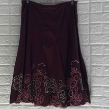 Sunny Leigh brown full skirt pink &amp; white embroidery - £26.94 GBP