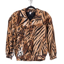 Fuda International Silk Jacket S Womens VTG Leopard Print Zipper Pocket ... - $25.60
