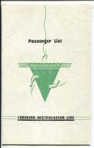 Vtg 1952 1953 Canadian Australian Line Passenger List Cruise RMS Aorangi Xmas - £7.98 GBP