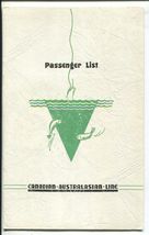 Vtg 1952 1953 Canadian Australian Line Passenger List Cruise RMS Aorangi Xmas - £7.46 GBP