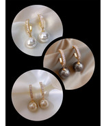 Pearl dangle earrings 3 pairs bundle deal FREE necklace - £23.70 GBP