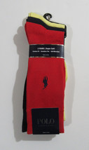 Polo Ralph Lauren Mens Trouser Dress Socks Red, Yellow &amp; Navy Blue 3 pack - $19.99