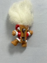 Vintage Russ Troll Christmas Pin Brooch White Hair 2.5&quot; Tall Santa Suit Plastic - £9.31 GBP