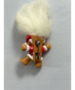 Vintage Russ Troll Christmas Pin Brooch White Hair 2.5&quot; Tall Santa Suit ... - $11.88