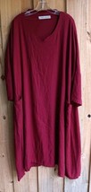 YOUGA Oversize Dress Women Linen/Cotton A-Line Bell Sleeve Crimson Free ... - $46.43