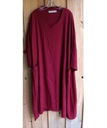 YOUGA Oversize Dress Women Linen/Cotton A-Line Bell Sleeve Crimson Free ... - £36.51 GBP