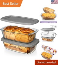 Versatile 1.9 Qt Glass Loaf Pans with Lids - Ideal for Baking, Serving, ... - $36.50