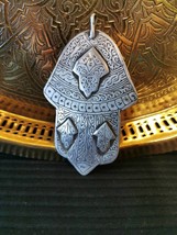 Old Hand-carved berber pendant amulet Khamsa hamsa | charm Handmade pend... - $99.00