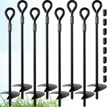 Ground Anchor Kit Earth Augers Spiral Stakes With Folding Ring 8 Pack Gray Bunny - £35.90 GBP