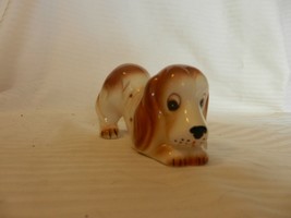 Vintage Ceramic Basset Hound Dog Figurine, Brown and White - $38.00