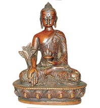 Buddha Medicine Healing Meditating CL85 Brown Resin 5.5&quot; H - £27.70 GBP