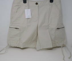 Victoria Secret&#39;s London Jean Chino Shorts with Side Zip Pockets Size 8 ~ Beige - £15.16 GBP