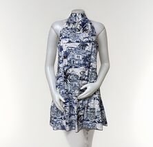 Calypso St Barth Sleeveless Halter Dress Womens L Blue Coastal Girl Isla... - $37.42