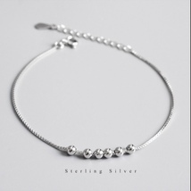 S925 Sterling Silver Bead Charm Bracelet for Women - £10.22 GBP