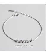 S925 Sterling Silver Bead Charm Bracelet for Women - £10.14 GBP