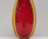 Heavy Glass Art Decorative Vase Red Yellow 8.75&quot; - $153.44