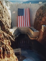 8 x 10 glossy color photograph Hoover Dam with the proud American flag hanging - £6.34 GBP