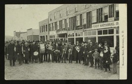 Vintage Postcard North Dakota Bowman Band Downtown Early Cancel First National - £15.48 GBP