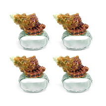 Set of 4 Rhinestone Encrusted Metal Conch Shell Napkin Rings - $33.91