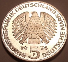 Germany 5 Mark, 1974-F Gem Unc Silver~25th Anniversary Constitutional La... - $19.88