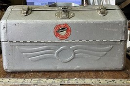 Vintage Simonsen Aluminum Fishing Tackle Box. 4 Trays Full Of Tackle - £109.50 GBP