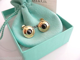 Tiffany &amp; Co Silver 18K Gold Picasso Magic Disc Earrings Onyx Gift Love Pouch - £1,195.94 GBP