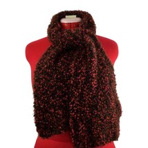 Cejon Knit Scarf 63&quot; Pink Berries Soft Plush Sparkly Silver Thread Stretch Warm - £24.12 GBP