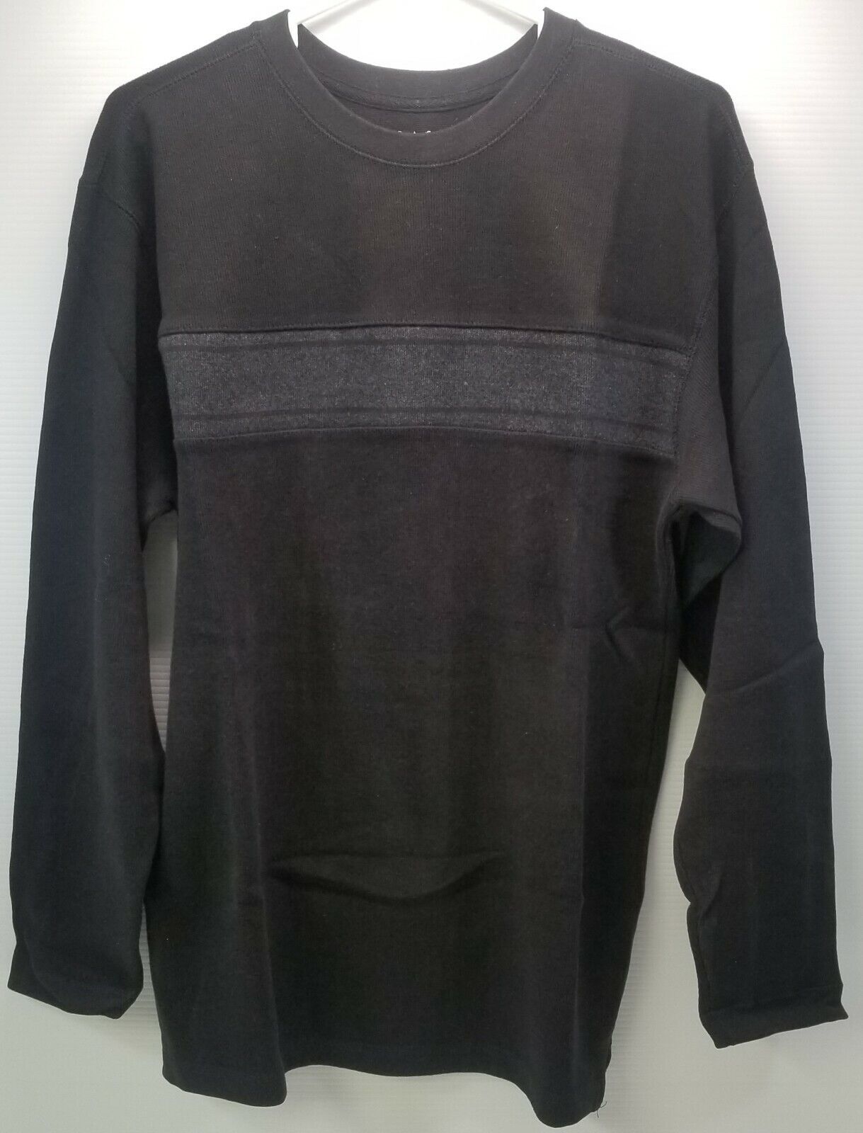 Basic Editions Men&#39;s Thermal Sweater Shirt Black Cotton Size Medium - $5.93