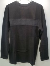 Basic Editions Men&#39;s Thermal Sweater Shirt Black Cotton Size Medium - £4.76 GBP