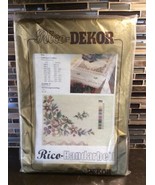 4 Vintage Rico Dekor Stamped Cross Stitch Napkin Squares Rose Floral - $188.30 MXN