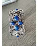 925 Sterling Silver Lapis Lazuli 1 1/8" Wide Bangle Bracelet 7 In Free Shipping - $169.99