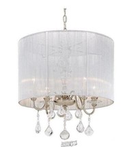 St. Lorynne 4-Light Polished Nickel Pendant with Silver String Shade - £132.49 GBP