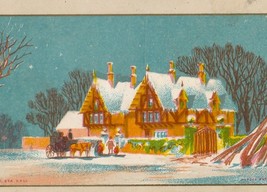 1800&#39;s Antique Victorian Marcus Ward Christmas Card Snowy Scene, Carriag... - $5.00