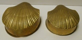 Seashell Vtg Brass Colour Metal Hinged Trinket Box Amram&#39;s Lot Of 2 - £35.16 GBP