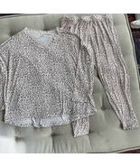 Nordstrom Pajama Set Animal Print Mocha Pink Long Sleeve L - $428.54 MXN