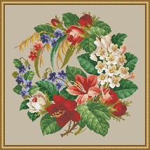 Berlin Woolwork Bouquet 4 Multi Floral Antique Bouquet Cross Stitch PDF Pattern - £4.69 GBP