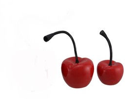 Scratch &amp; Dent 2 Piece Set of Decorative Red Ceramic Cherries with Black Stems - £23.79 GBP