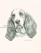 #67 BASSET HOUND *   dog art print * Pen and ink drawing * Jan Jellins - $12.50