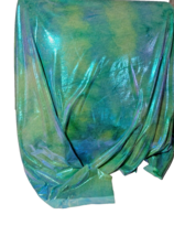 Blue GreenHolographic Shiny Tie Dye Foil Stretch Nylon Spandex  Mermaid Cos Play - £10.82 GBP
