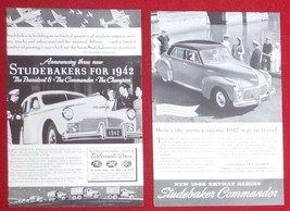 Lot of 2 Different 1942 STUDEBAKER Magazine Car / Automobile Print Ads A1 - £4.66 GBP