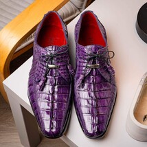 Cancun Genuine Caiman Crocodile Dress Derby's Shoes Purple image 12