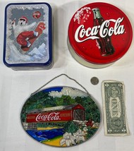 Coca-Cola Vintage Style Rectangle Tin Lidded Box Christmas ++Lot OF 3 - $19.68