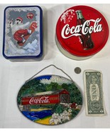 Coca-Cola Vintage Style Rectangle Tin Lidded Box Christmas ++Lot OF 3 - $27.12 CAD