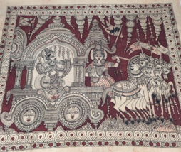 India Mandala Goddess Tapestry Indian God Gita Kalamkari Krishna Cloth Wall Hang - £156.33 GBP
