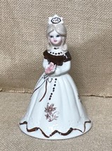 Vintage Cream Brown Elegant Lady Southern Belle Porcelain Bell - £6.96 GBP